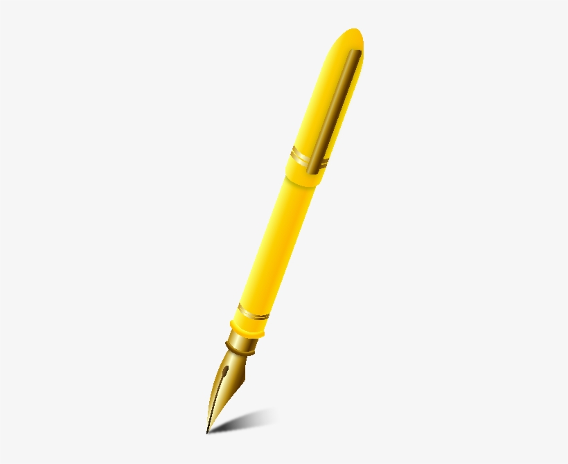 Fountain Pen Yellow - Cartoon Picture Of Pencil, transparent png #3877741