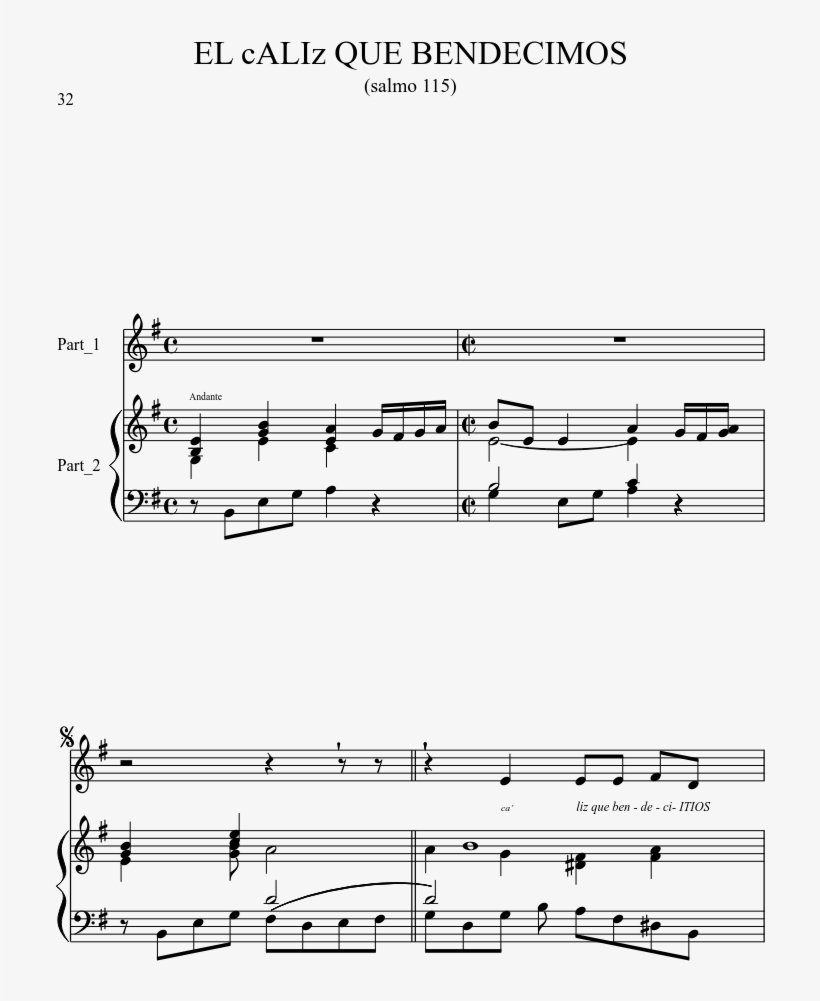 El Caliz Que Bendecimos Sheet Music 1 Of 9 Pages - Sheet Music, transparent png #3877858