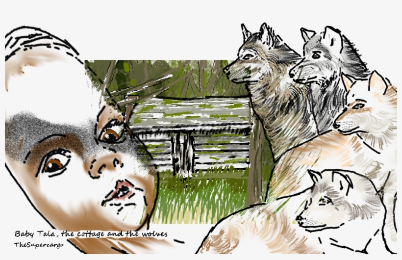 Baby Tala, The Cottage And The Wolves - Cartoon, transparent png #3879171