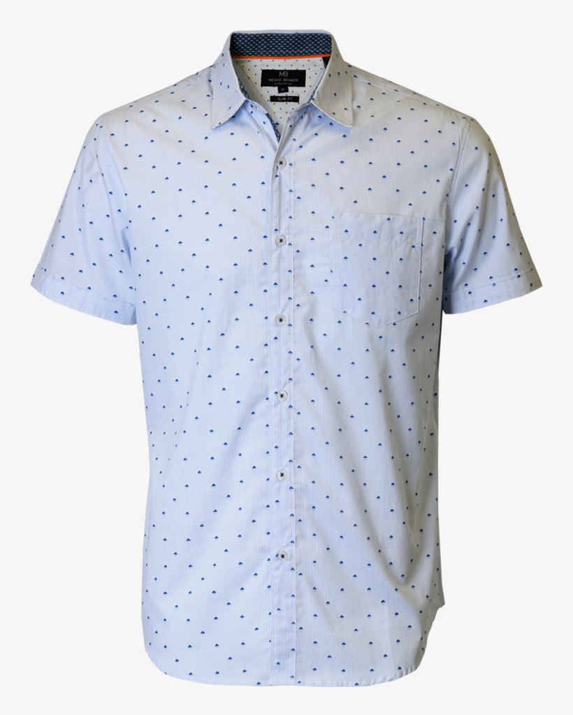 Blue Pinstripe Short Sleeve Shirt - Active Shirt, transparent png #3880451
