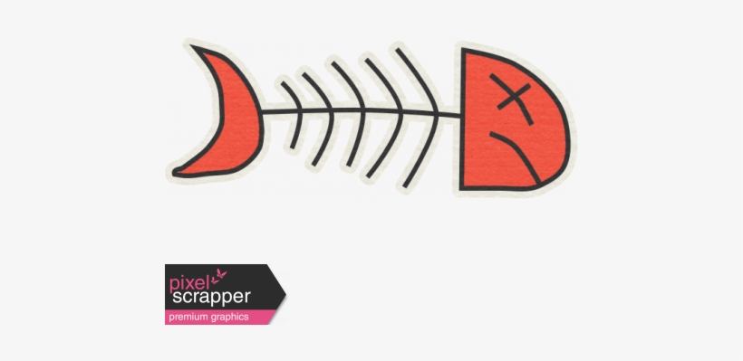 Red Fish Bone Sticker - Cat Clipart Fish, transparent png #3881241