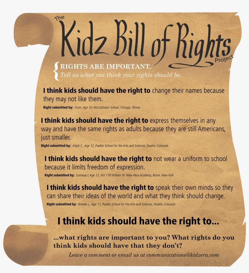 Kidz Bill Of Rights-what Rights Do You Think Kids Should - English Bill Of Rights, transparent png #3881668