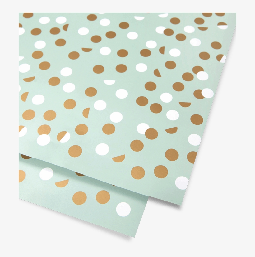 Gold & White Dot Mint Wrapping Paper - Polka Dot, transparent png #3882175