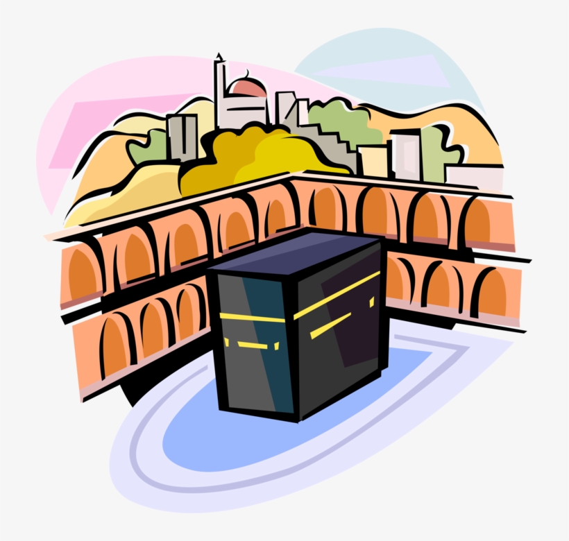 Vector Illustration Of Grand Kaaba Islam Sacred Mosque, - Great Mosque Of Mecca, transparent png #3882707