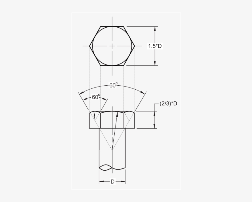How Do You Draw A Bolt Or Nut - Technical Drawing, transparent png #3886195