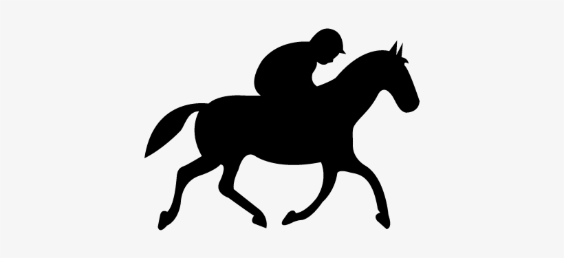 Running Horse With Jockey Black Silhouette From Side - Horse Riding Icon Png, transparent png #3886569