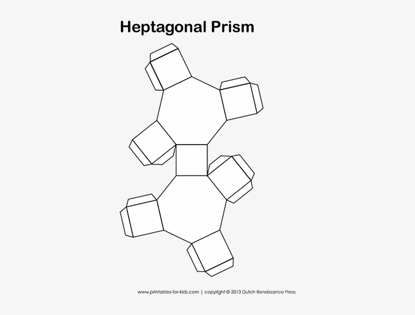 Heptagonal Prism Paper Model - 3d Shape With 9 Faces, transparent png #3886767