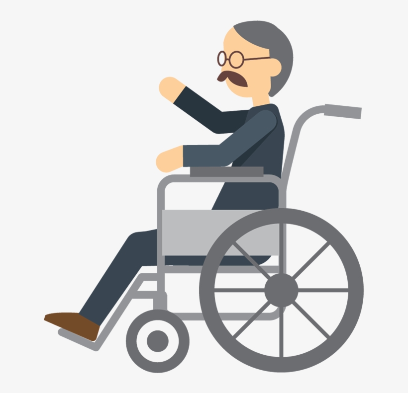 Cartoon Elderly Man Sitting In Wheelchair - Man In Wheelchair Cartoon, transparent png #3887233