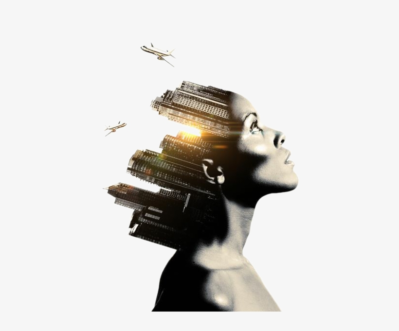Urban Creative Material Creative City Fills Woman Head - Related To Psychology, transparent png #3887580