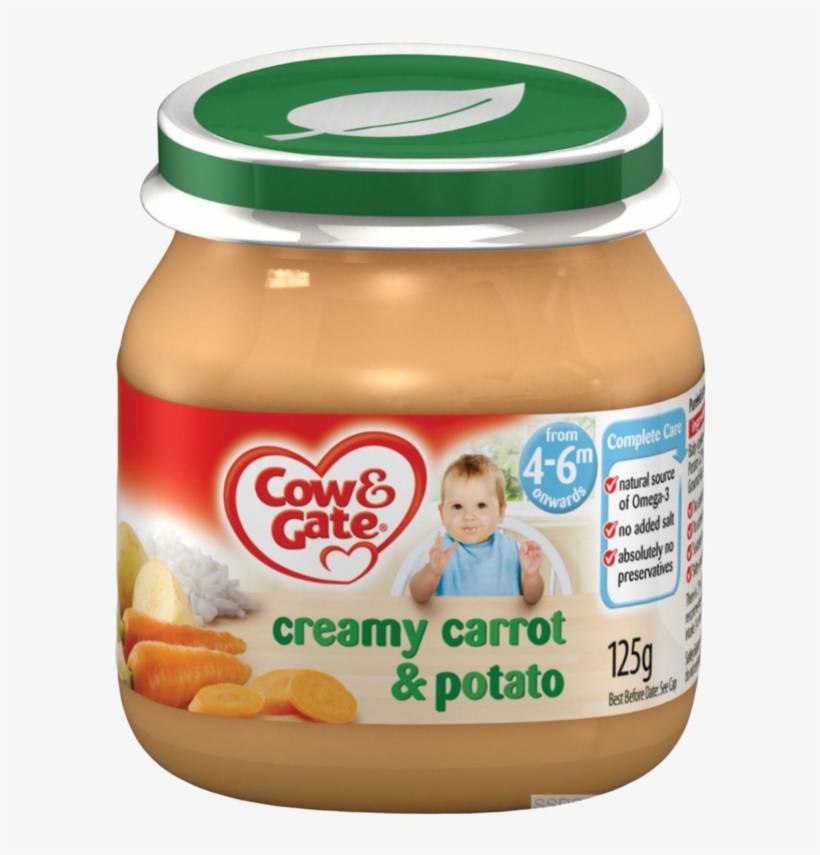 Cow & Gate Creamed Carrot & Potato Baby Food Jar For - Cow & Gate Creamy Carrot & Potato 4-6 Months, transparent png #3888437