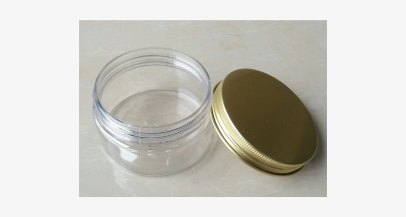 Clear Pet Plastic Refillable Travel Jar With Gold Aluminum - Jar, transparent png #3888899