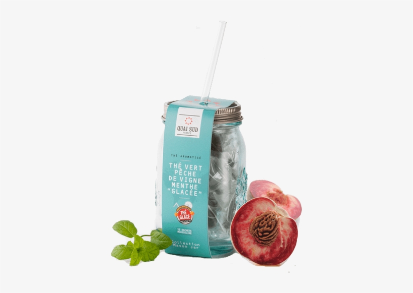 Vine Peach- Spear Mint Flavored Iced Green Tea In Mason - Quai Sud Thé Vert Glacé En Jarre Pêche De Vigne Menthe, transparent png #3889032