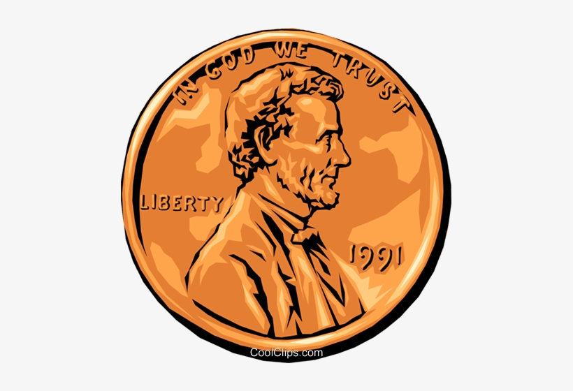 Lincoln Penny Royalty Free Vector Clip Art Illustration - Coin Clipart, transparent png #3889418