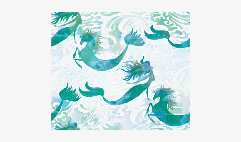 Mermaids & Seahorses In Sea Green Fabric By Pinkowlet - Pacific Purple Sea Urchin, transparent png #3890467