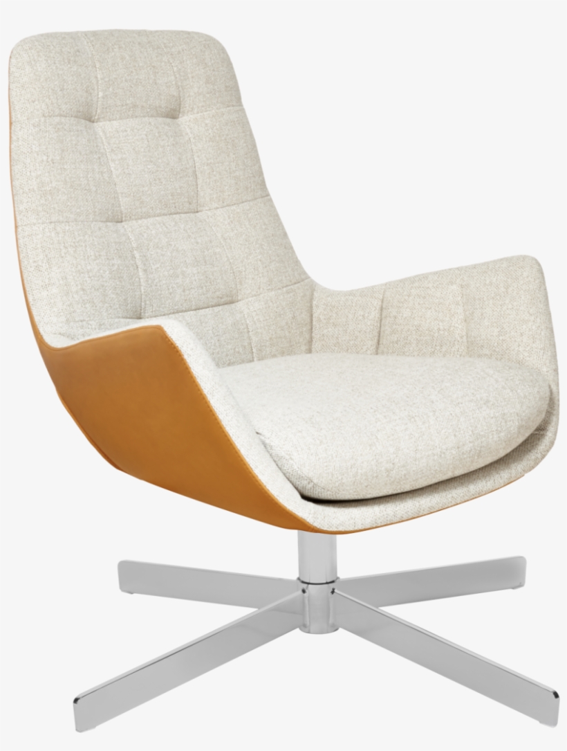 Armchair Made Of Fabric, Beige Marl And Brown Leather - Dena Fauteuil En Tissu Lecce Nature Et Cuir Vintage, transparent png #3891226