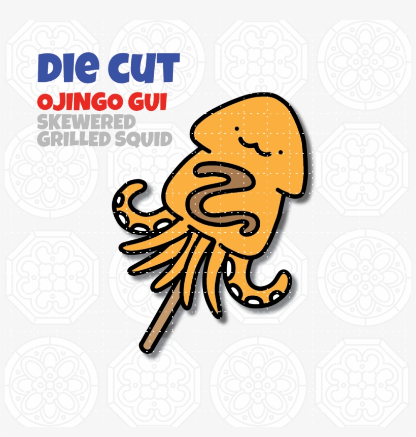 Die Cut Korea Themed Grilled Skewered Squid, transparent png #3893004