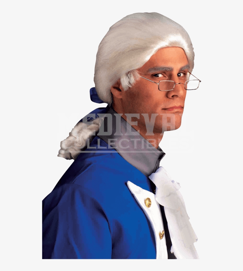Historical White Wig - Founding Father Low Ponytail, transparent png #3893723