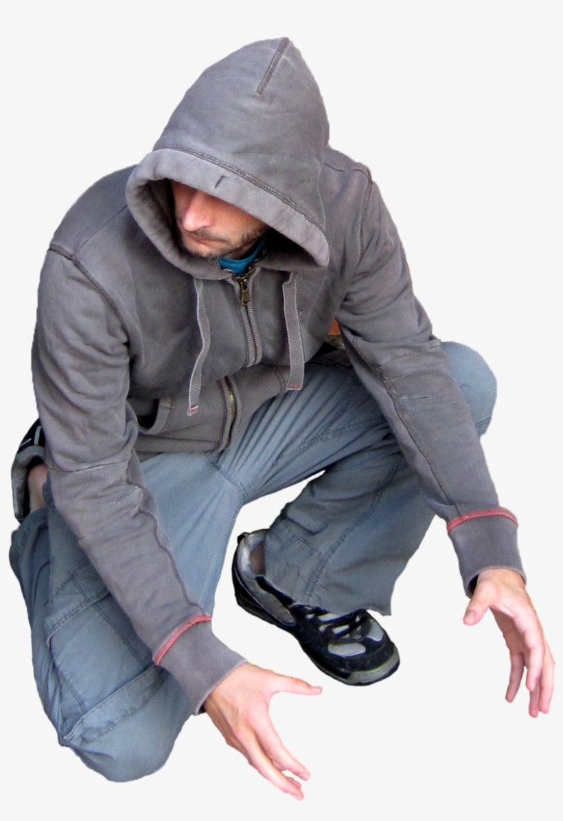 Report Abuse - Man In Hoodie Kneeling, transparent png #3894295