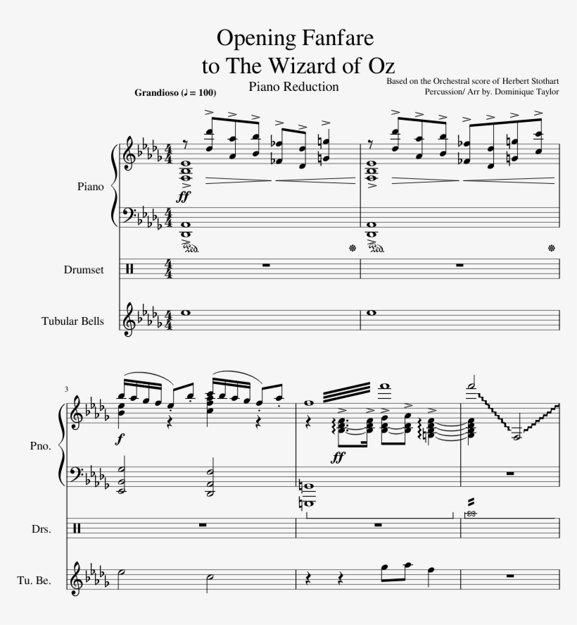 Opening Fanfare To The Wizard Of Oz Sheet Music Composed - Sheet Music, transparent png #3894941