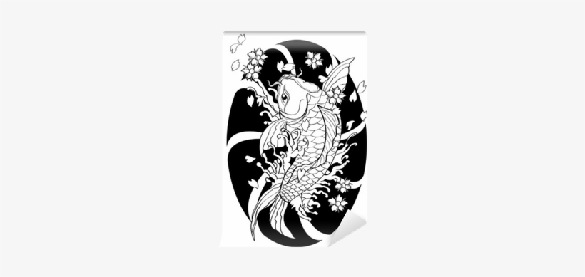 Vector Illustration Graphic Background Koi Fish Tattoo - Koi Fish Tattoo Vector, transparent png #3895391