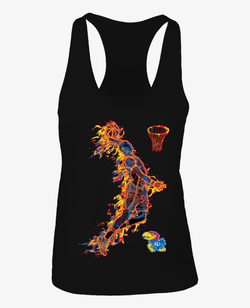 Kansas Jayhawks Basketball Player On Fire Shirt - Shirt, transparent png #3896482