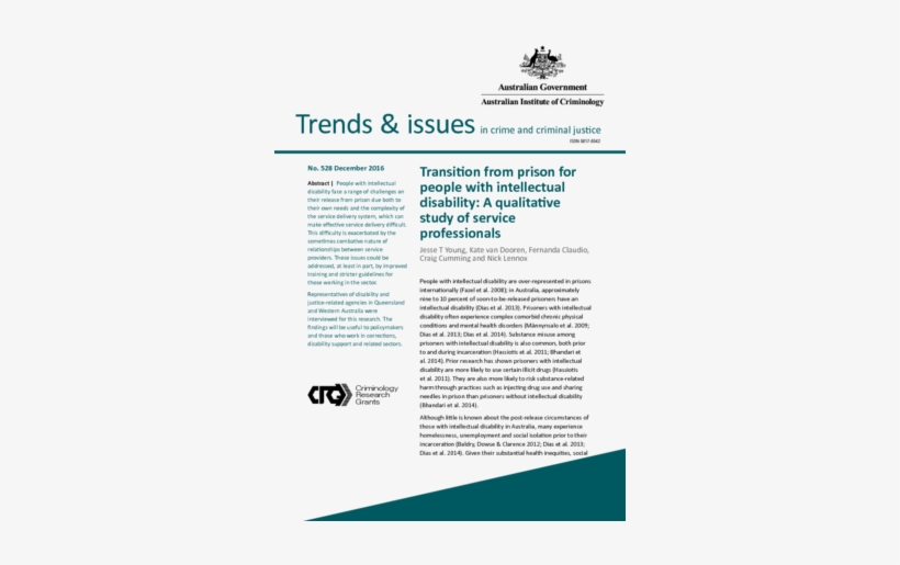 Transition From Prison For People With Intellectual - Australian Government, transparent png #3896658