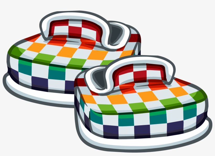 Rainbowcheckeredshoes - Rainbow Clothes Club Penguin, transparent png #3897537
