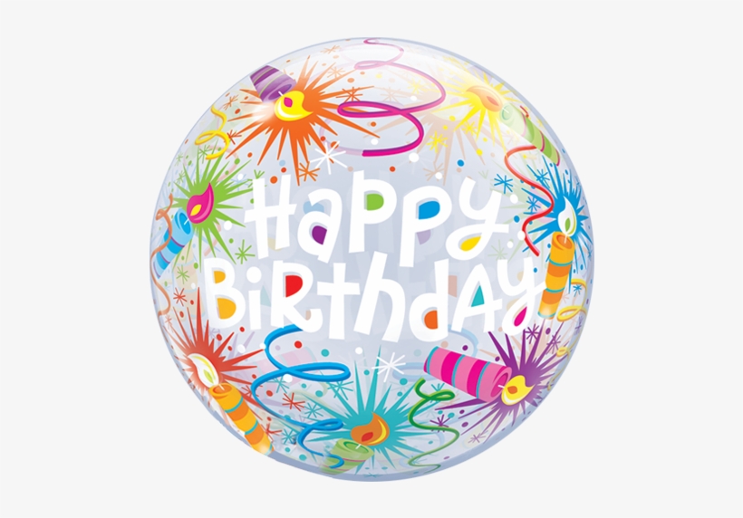 22" Happy Birthday Lit Candles Bubble Balloon - Clear Happy Birthday Balloons, transparent png #3897926