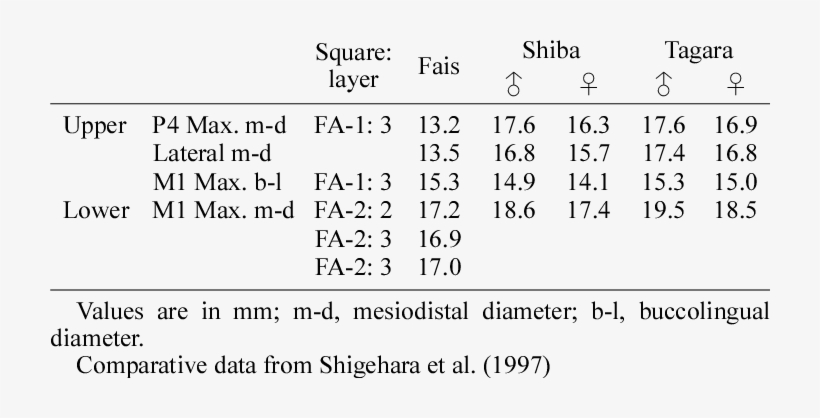 Measurements Of Dog Bones From Fais Island And Comparative - Number, transparent png #3897966