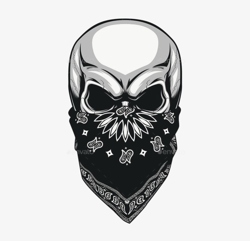 Skull Tattoo Png Image - Skull Bandana Vector, transparent png #3898971
