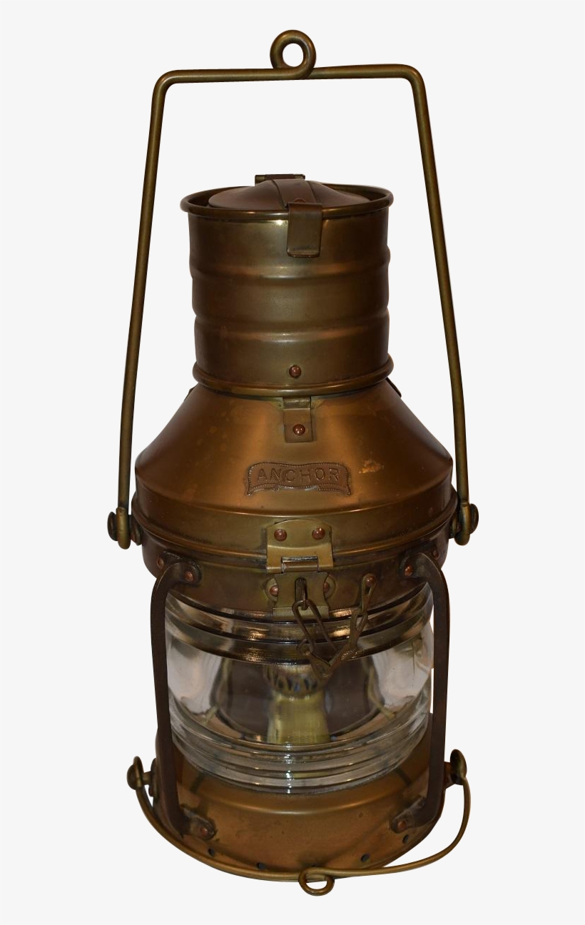 Nautical Copper Brass Lantern Anchor Light Maritime - Oil Lamp, transparent png #3899344