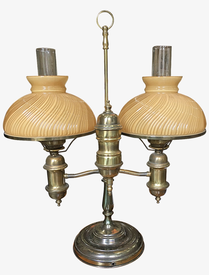 Antique 19th Century Electrified Double Student Oil - Light Fixture, transparent png #3899416