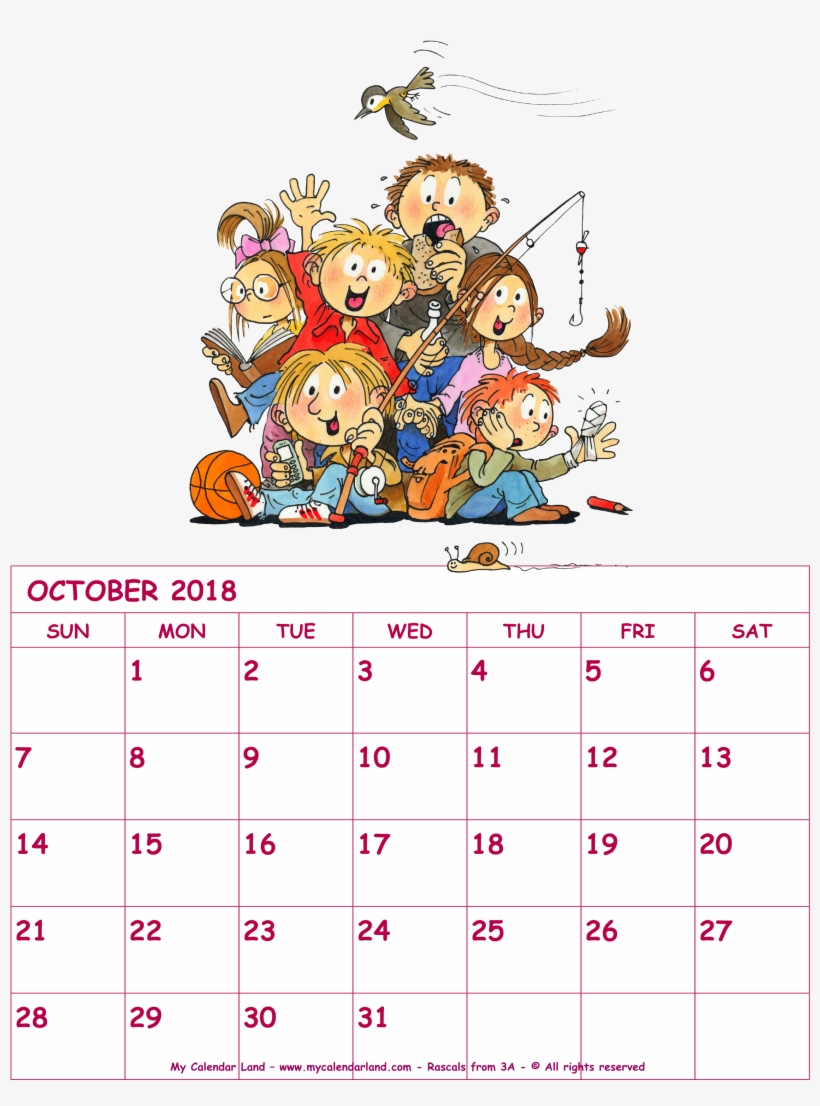 Blank Monthly Calendars For October - Halloween October 2018 Calendar, transparent png #390421