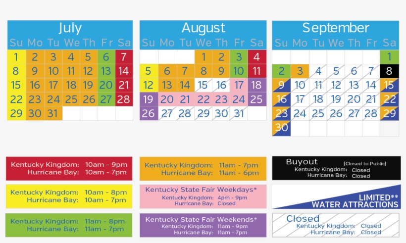 *to Enter Kentucky Kingdom And Hurricane Bay During - Kentucky Kingdom Schedule 2018, transparent png #390500