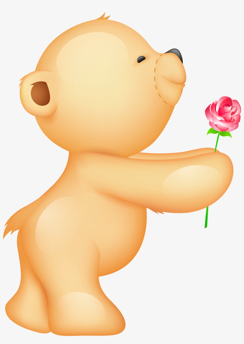 Cute Valentine Teddy With Rose Png Clipart Picture - Teddy Bear Holding A Rose, transparent png #390613