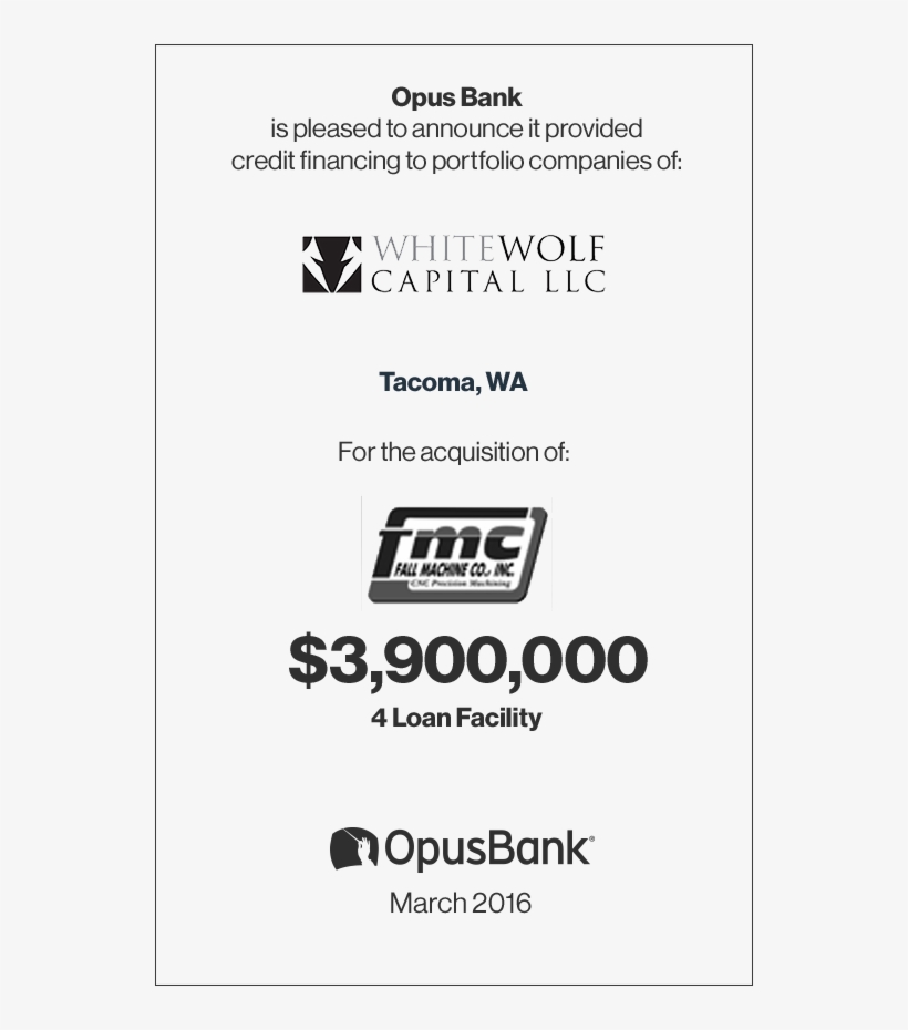 White Wolf Capital - Opus Bank, transparent png #391580