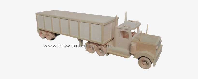 Cl72 Amish Wooden Toy Grain Trailer And Semi Truck - Semi-trailer Truck, transparent png #392633