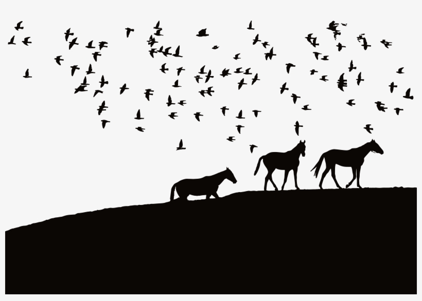 This Free Icons Png Design Of Birds And Horses Silhouette, transparent png #392657