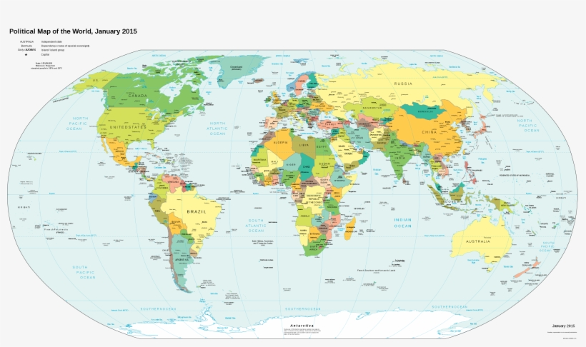 Cia Fact Book Political Map Big Image - Political Map Of The World 2015, transparent png #392707