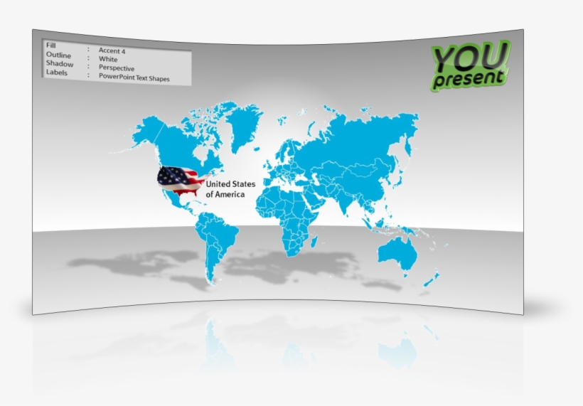 Powerpoint World Map Template For Powerpoint Youpresent - Adzif X0135r70 Xxl Continents Wall Art, transparent png #393111