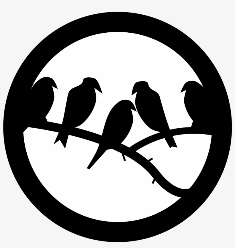 Birds, Branch, Twig, Animal, Badge, Round, Silhouettes - Badge Bird, transparent png #393383