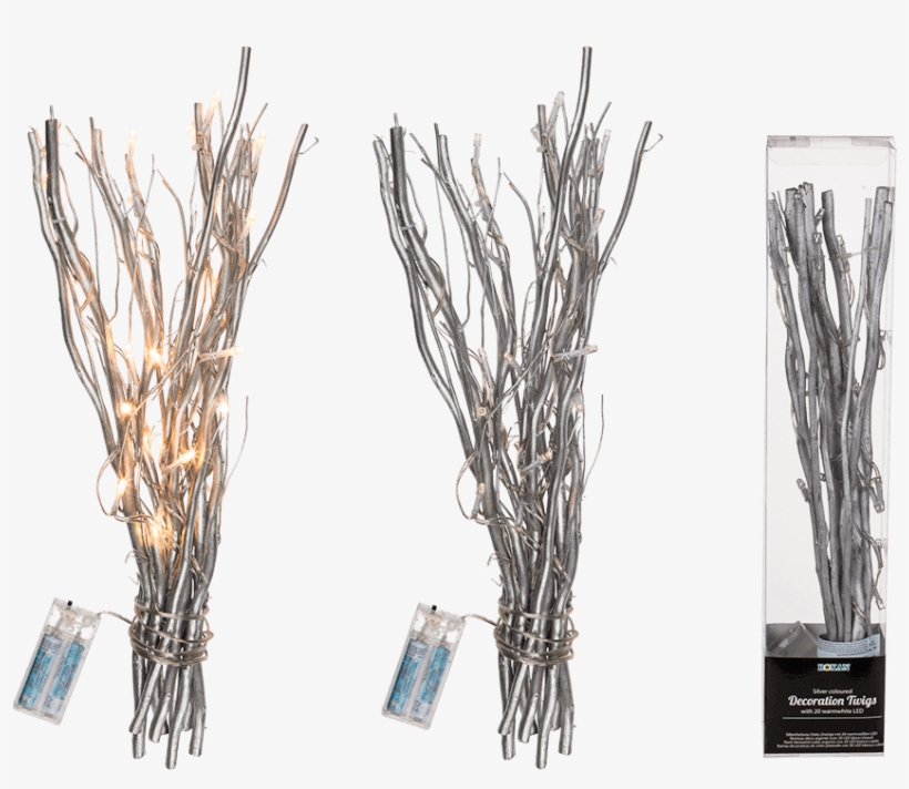 Ramas Decoraticas De Color Plateado Con 20 Led Blanco - Branch, transparent png #393464