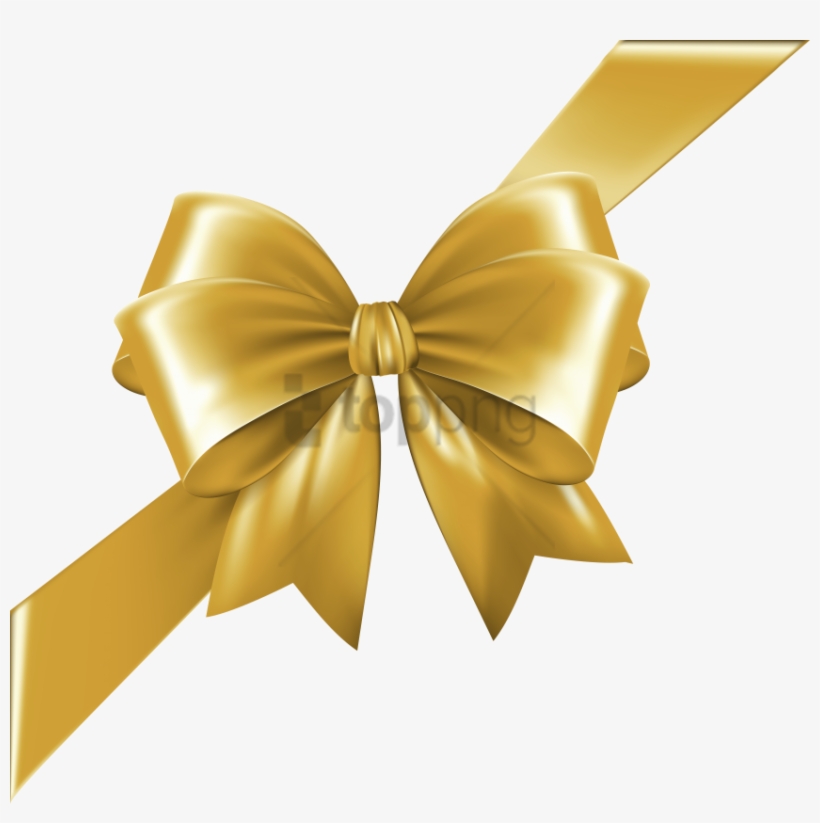 Gold Christmas Bow Png - Gold Ribbon Bow Png, transparent png #393522