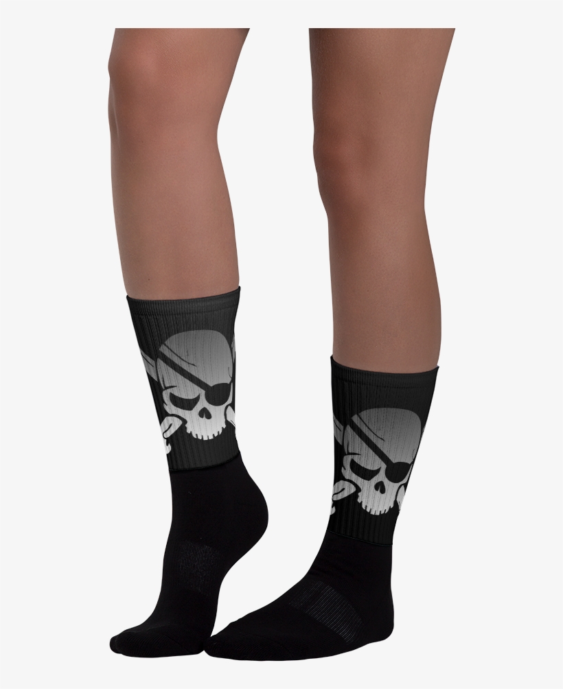 Side View Skull And Crossbones Jolly Roger Pirate Socks - Sock, transparent png #394498