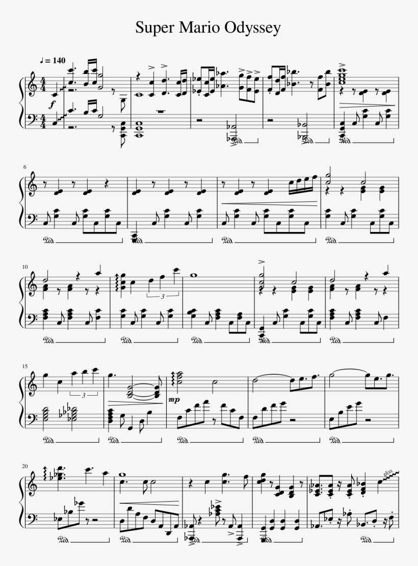 Super Mario Odyssey Sheet Music 1 Of 3 Pages - Beethoven Silence Partitura, transparent png #395634