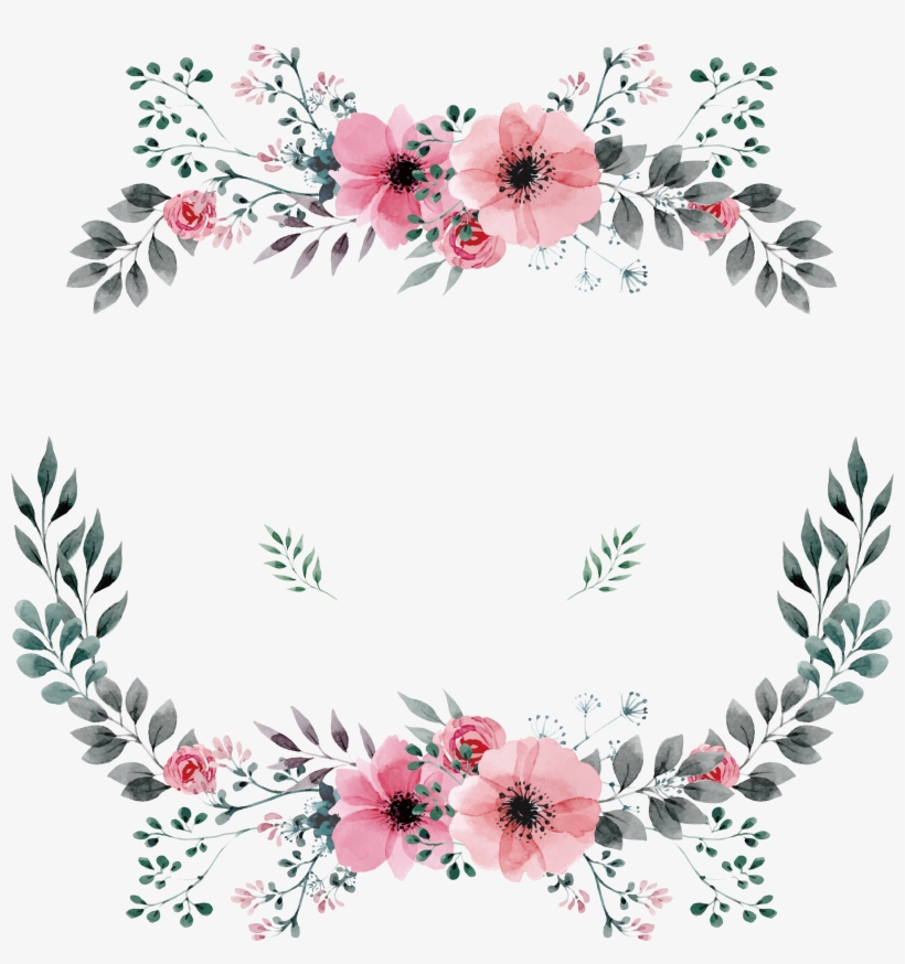 Flower Frame, Corona Floral, Wreath Watercolor, Floral - Bảng Tên Cô Dâu Chú Rể, transparent png #395820