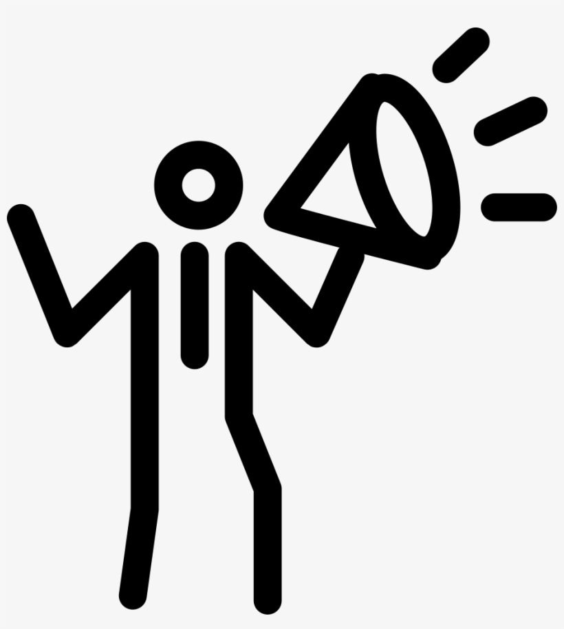 Person With Speaker Making Announcement Outline Inside - Persona Con Altavoz, transparent png #397482