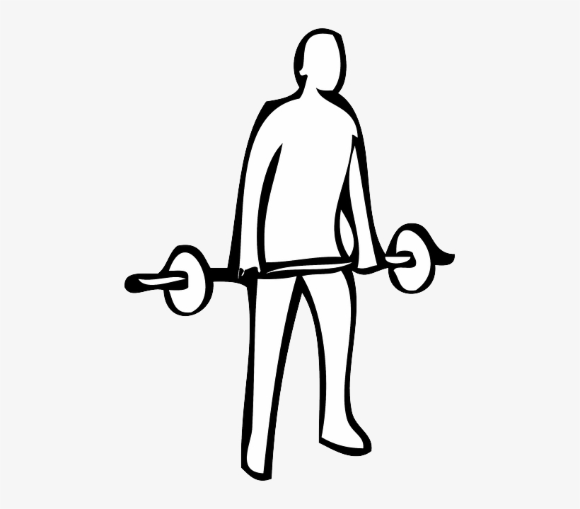 Outline, Man, Bar, Sport, Person, Recreation, Cartoon - Weight Lifting Clipart, transparent png #397720