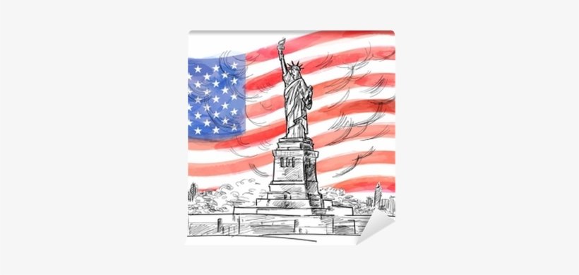 Hand Drawn Sketch Of The American Symbol Statue Of - Statue Of Liberty, transparent png #397872