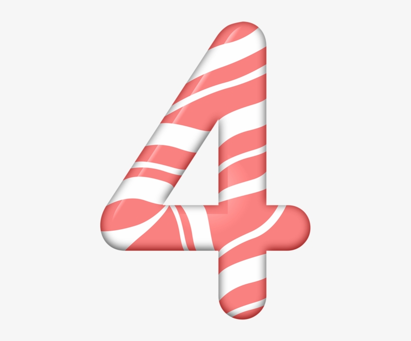 Candy Clipart Four - Candy Cane Numbers Png, transparent png #398059
